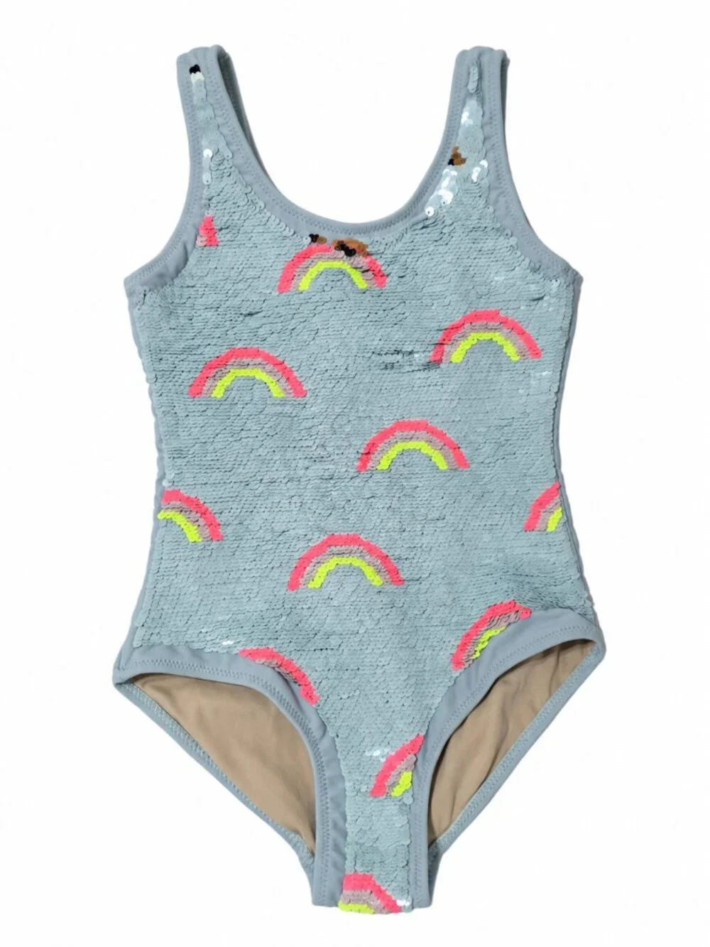 Shade & Shore Palm Beach Girls Sequin Rainbow One Piece Swimsuit Size 6